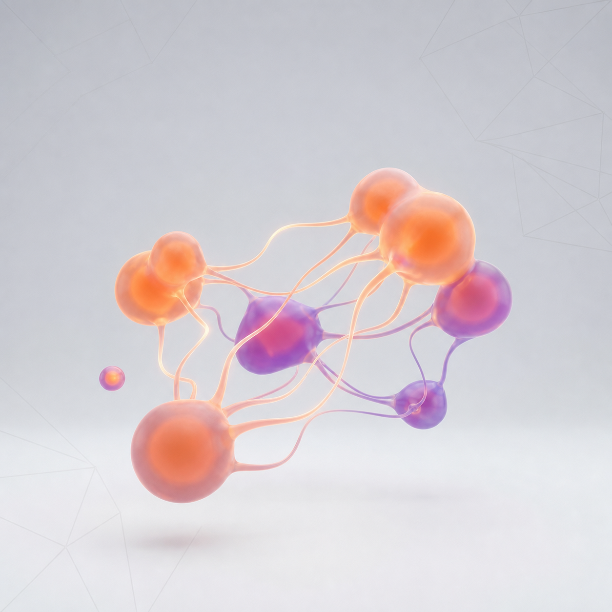 Interconnected blobs showing network effect